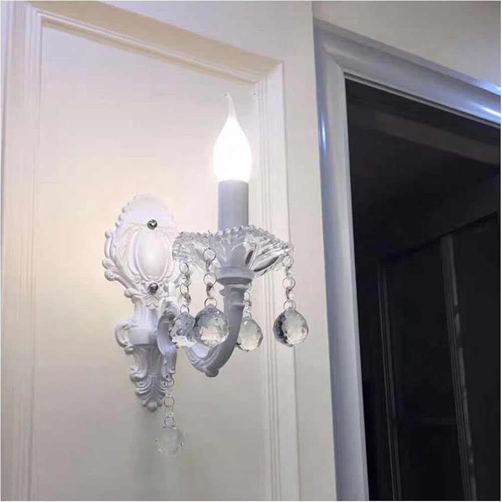 Crystal Wall Light White Finish Candle Wall Sconces Wall Mounted Lighting Fixture,Chandelier