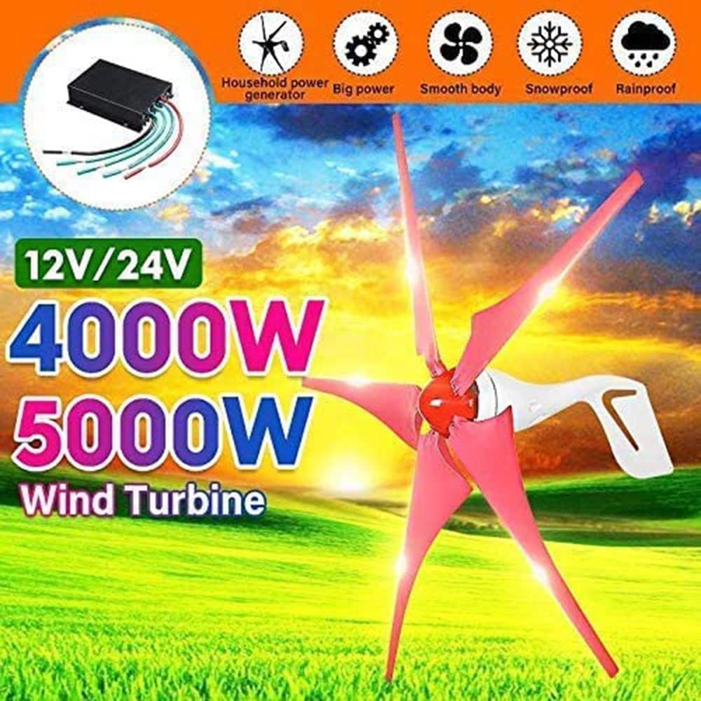 5000W Wind Generator 5 Blade Generator 12/24V Household Street Lamp + Rechargeable Horizontal Wind Generator