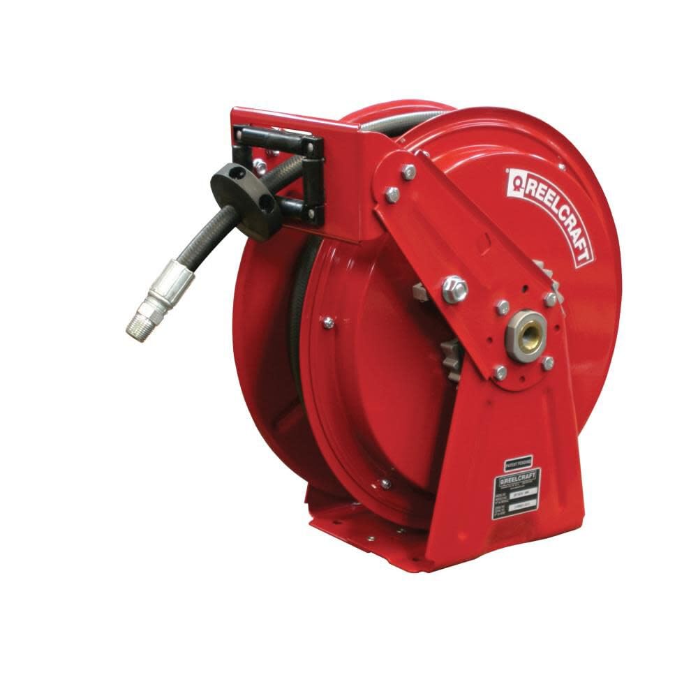 Reelcraft DP7650 OHP Heavy Duty Compact Dual Pedestal Hose Reel, 3/8