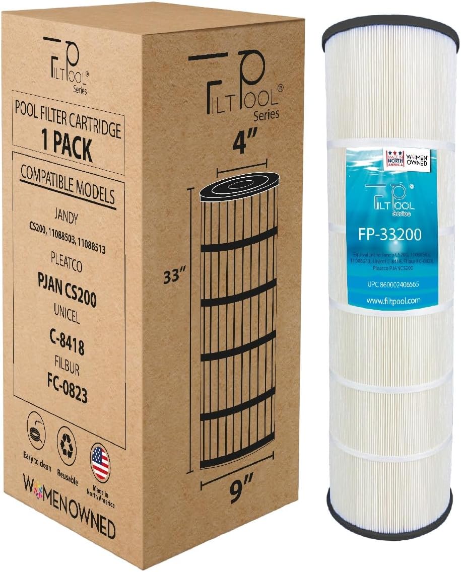 FP-33200 Replacement Pool Cartridge Filter for Jandy CS200, 11088503, 11088513, PJANCS200, R0462400, Unicel C-8418, Filbur FC0823, Guardian 833-20 – Clean Water Filtration – 1 PC, 200 SQFT