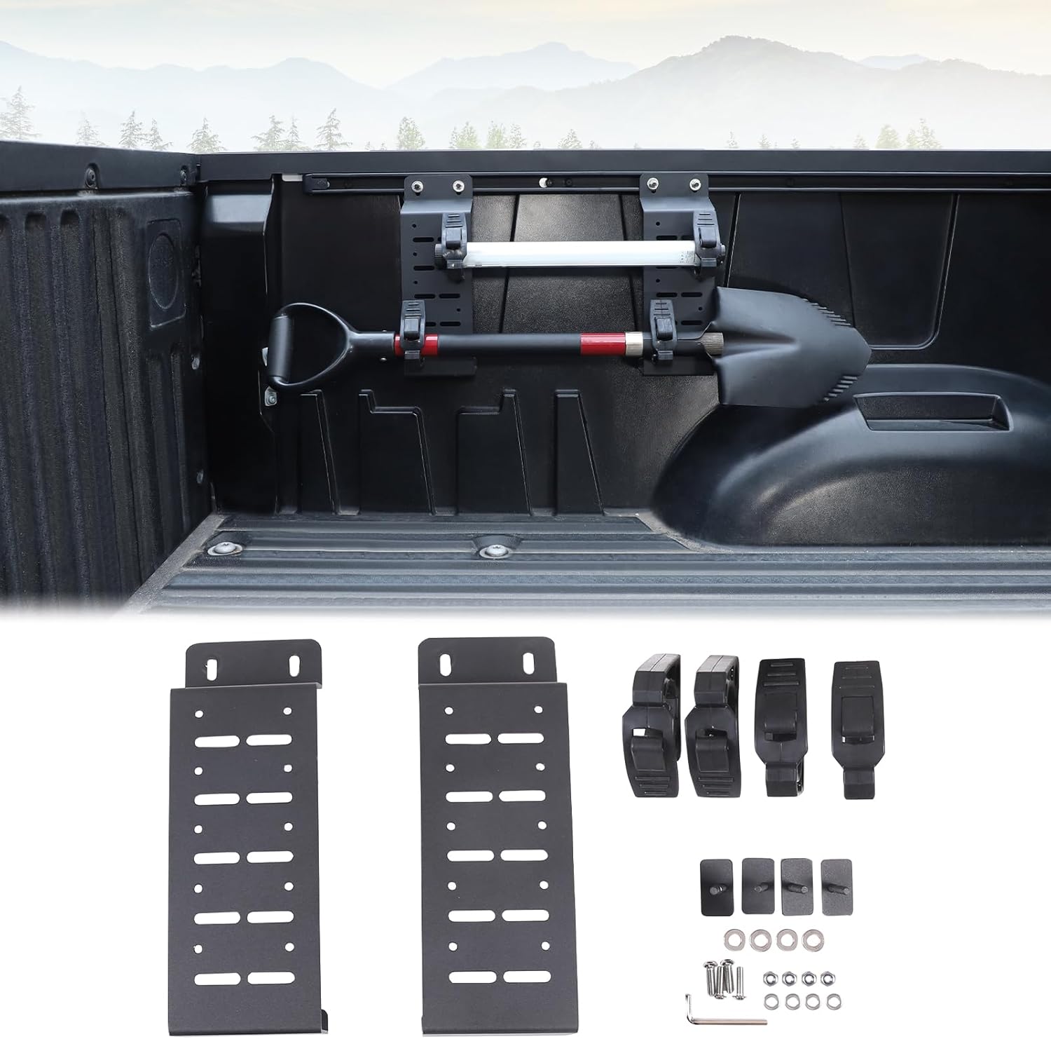 Aunginsy Bed Rail Mount Brackets Compatible with Toyota Tundra 2022-2025 Pickup Truck Bed Rail Track System Bed Rail Modular Accessory Mount for Shovels, Recovery Boards, Fuel Cans & Other Accessories