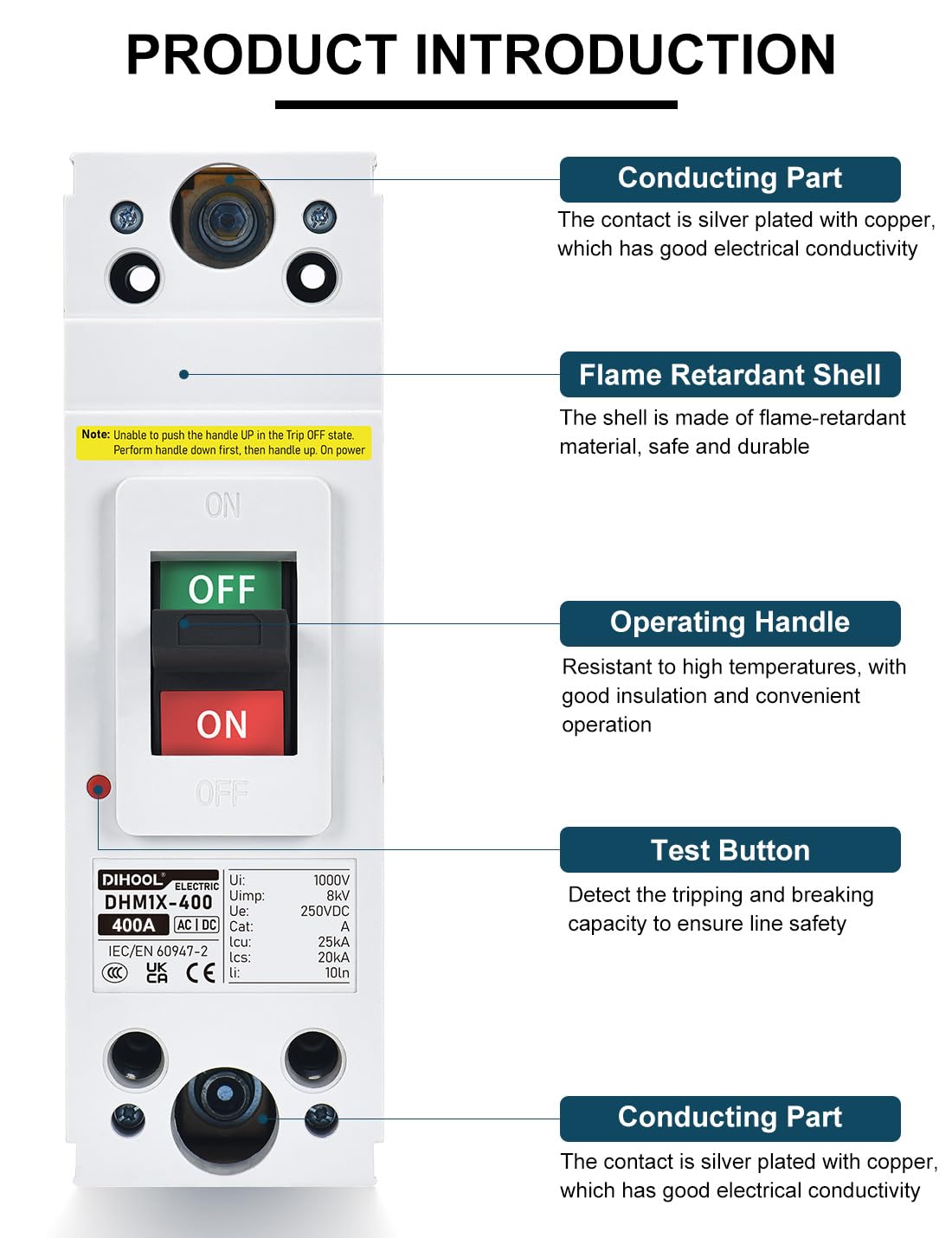 DIHOOL 400 Amp Heavy Duty Battery Disconnect Switch, DC Circuit Breaker for Car Audio RV Marine Boat Truck Trolling Motors