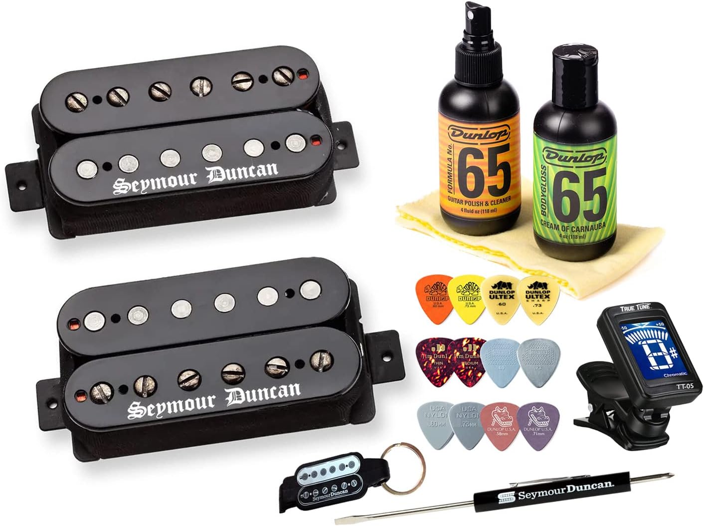 Seymour Duncan Black Winter Matched HB Pickup Set with True Tune Tuner, Dunlop Care Kit, Picks 11102-92-B