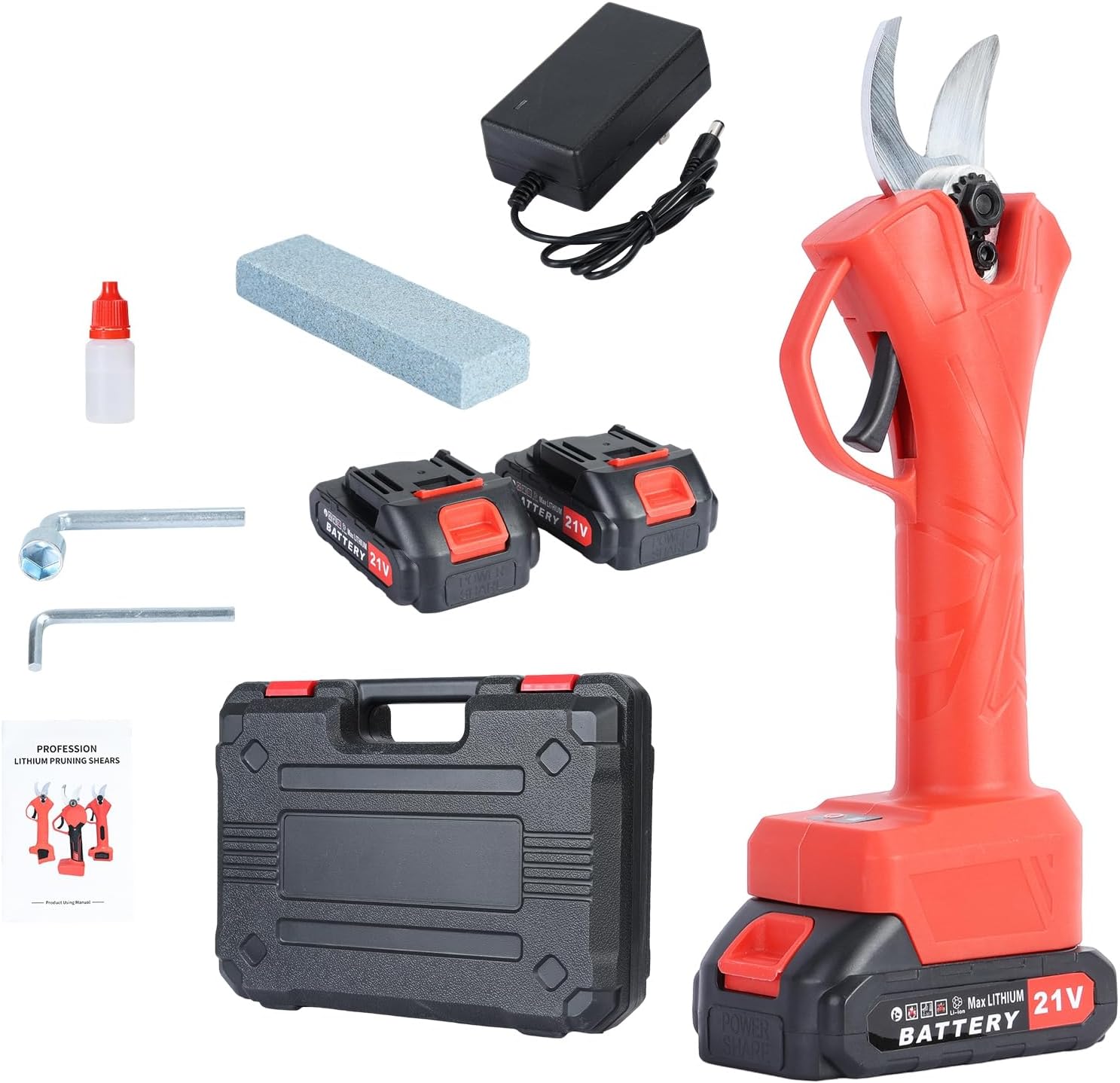 Gerrit Electric Pruning Shears, Professional Cordless Pruning Shears with 2Pcs 2000mAh 21V Battery, 25mm 1