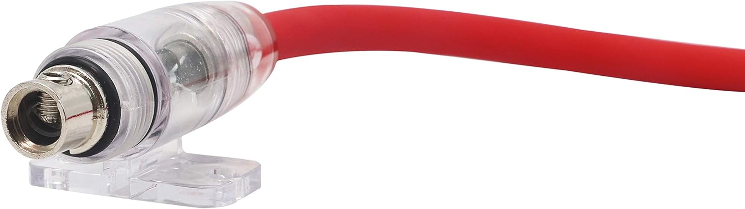 Audiotek Inline 60A MANL Fuse Holder with 1ft 4 Gauge AWG True Spec CCA Power Wire and O-Ring Copper Terminal to Protect Car Audio Amplifier from The Current (60A) – 2 Pieces