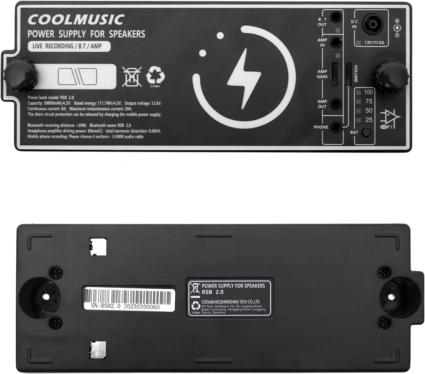COOLMUSIC Battery for Guitar Amplifier Roland Cube Street EX, Power Bank PRO，Rechargeable, Headphone Amp, Bluetooth，Backup