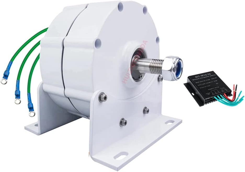 4000W High Efficient Brushless Permanent Magnet Alternator,12V 24V 48V Three-Phase Alternator Motor for Wind Turbine Water Turbine(with Controller)