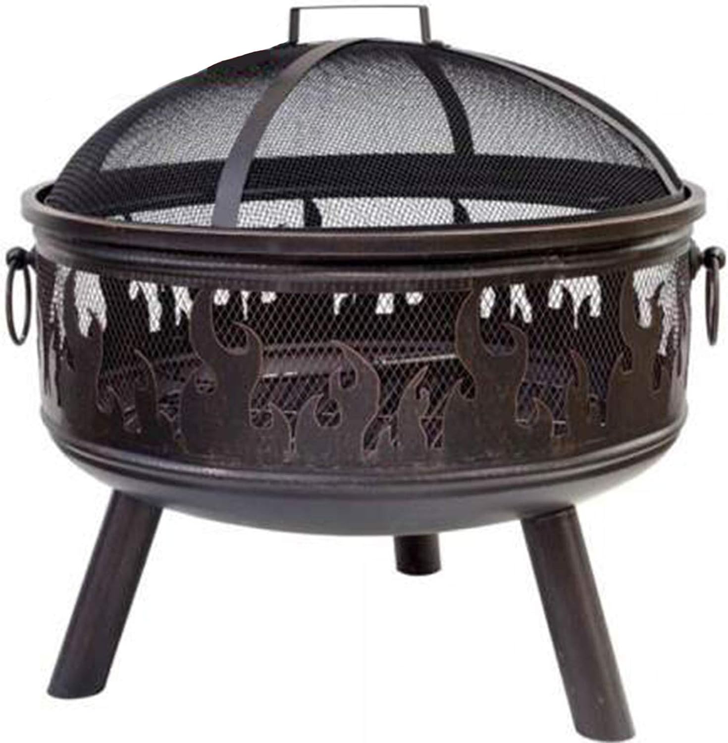 Garden Fire Pit,Outdoor Wood Burning Firebowl Fireplace with Poker Spark and Screen Retardant Mesh Lid for Backyard Camping