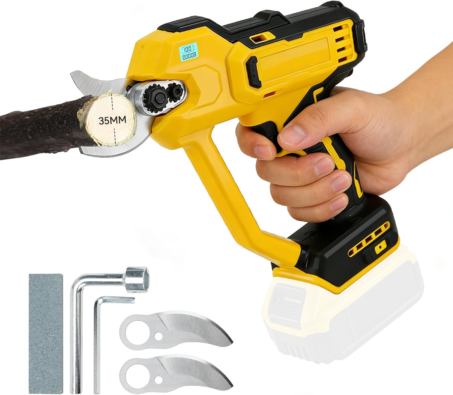 Cordless Electric Pruning Shears, Brushless Motor, Max 1.38-Inch Cutting Diameter Scissors, 2.12LBS Weight, Garden Pruner Tool with Replacement Cutting Blade (for DeWalt)