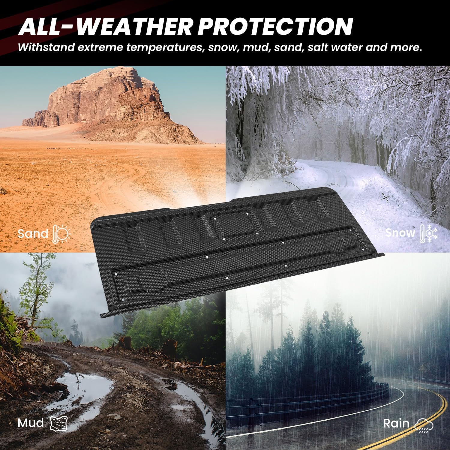 LASFIT Tailgate Mat for Jeep Gladiator 2020-2026, All Weather TPE Tailgate Protector Liner Replacement Accessories Tailgate Cover