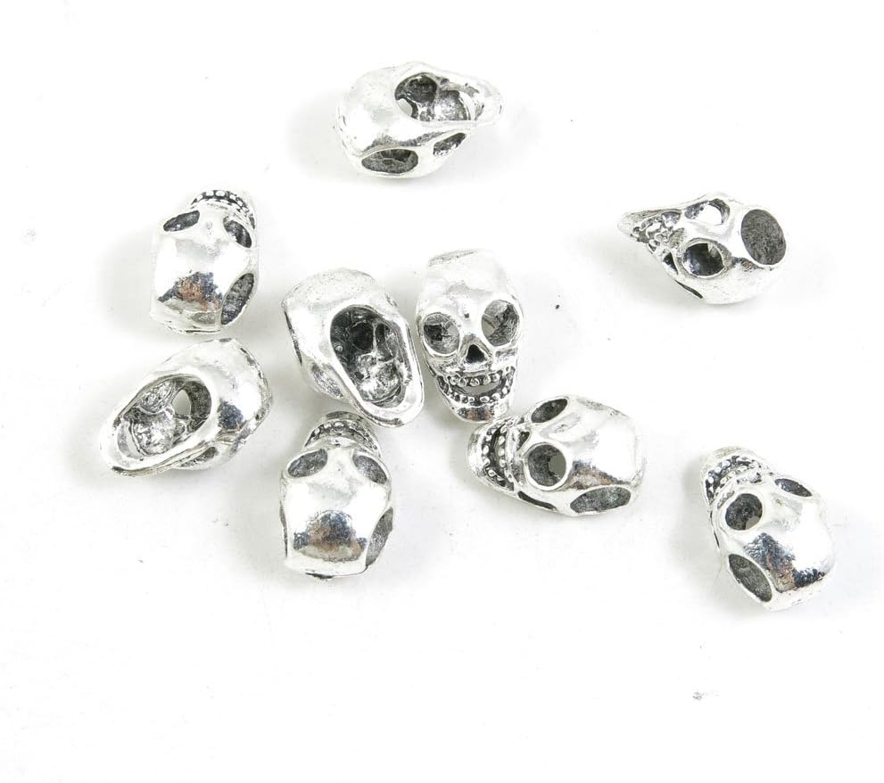 1050 Pieces Antique Silver Tone Jewelry Making Charms Findings Fashion Wholesale Supplies Pendant Lots Bulk Supply SC2629 Skull Loose Beads