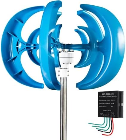 600W Vertical Axis Wind Turbine Generator Kit - 12V/24V AC Wind Power System for Home & Street Lighting - Efficient Low Speed Start, Durable Controller, Eco-Friendly Energy Solution