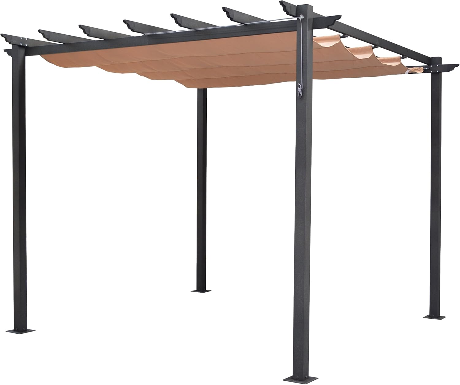 Bosmere PERLAT Rowlinson Latina Free-Standing Aluminum Sun Canopy with Retractable Fabric, Gunmetal Grey