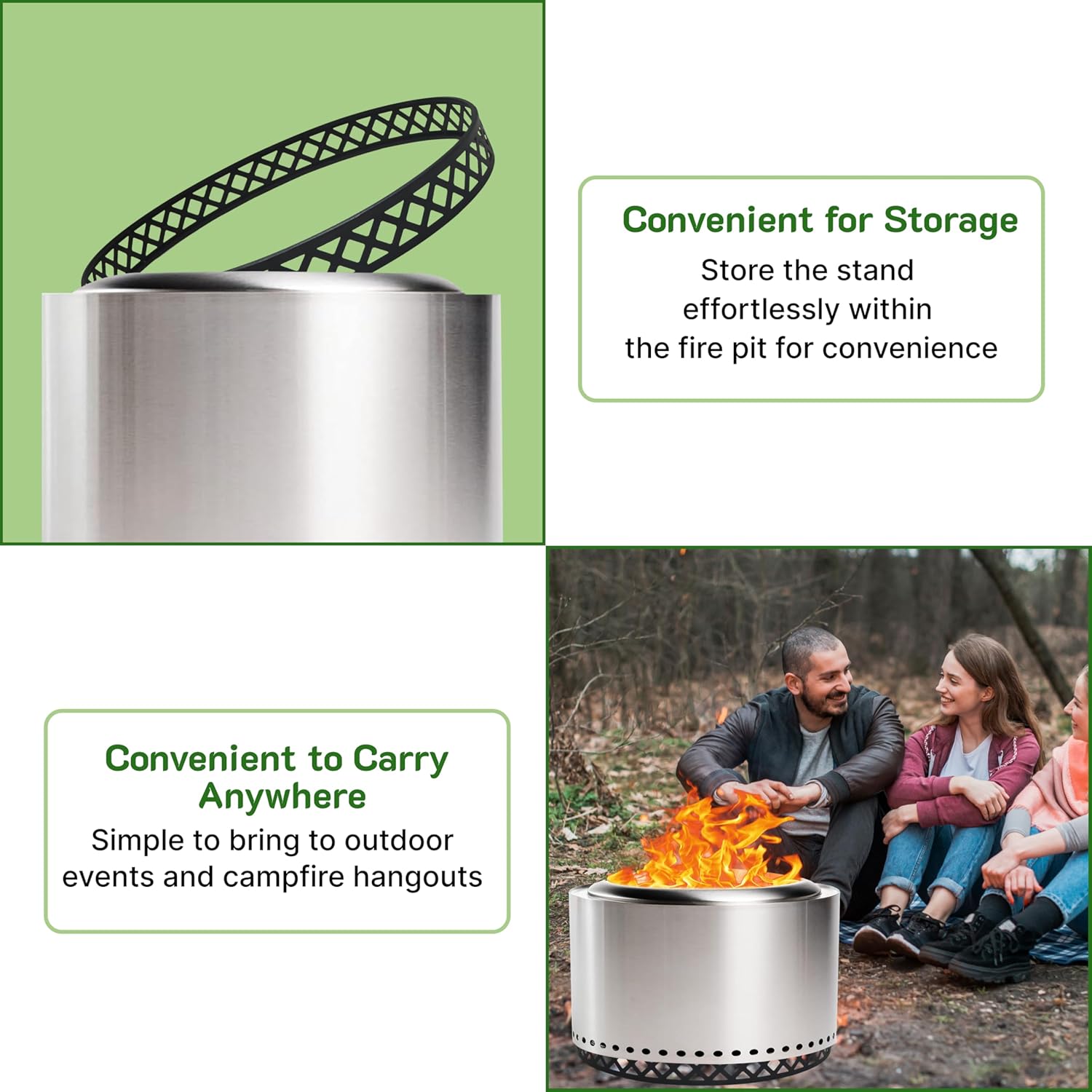 FEBTECH - 23 Inch Carbon Steel Firepit Stand - Compatible with Solo Stove Yukon and Other 27 Inch Fire Pit -Heat Resistant Portable Smokeless Firepit Accessories to Protect Firepit Surface