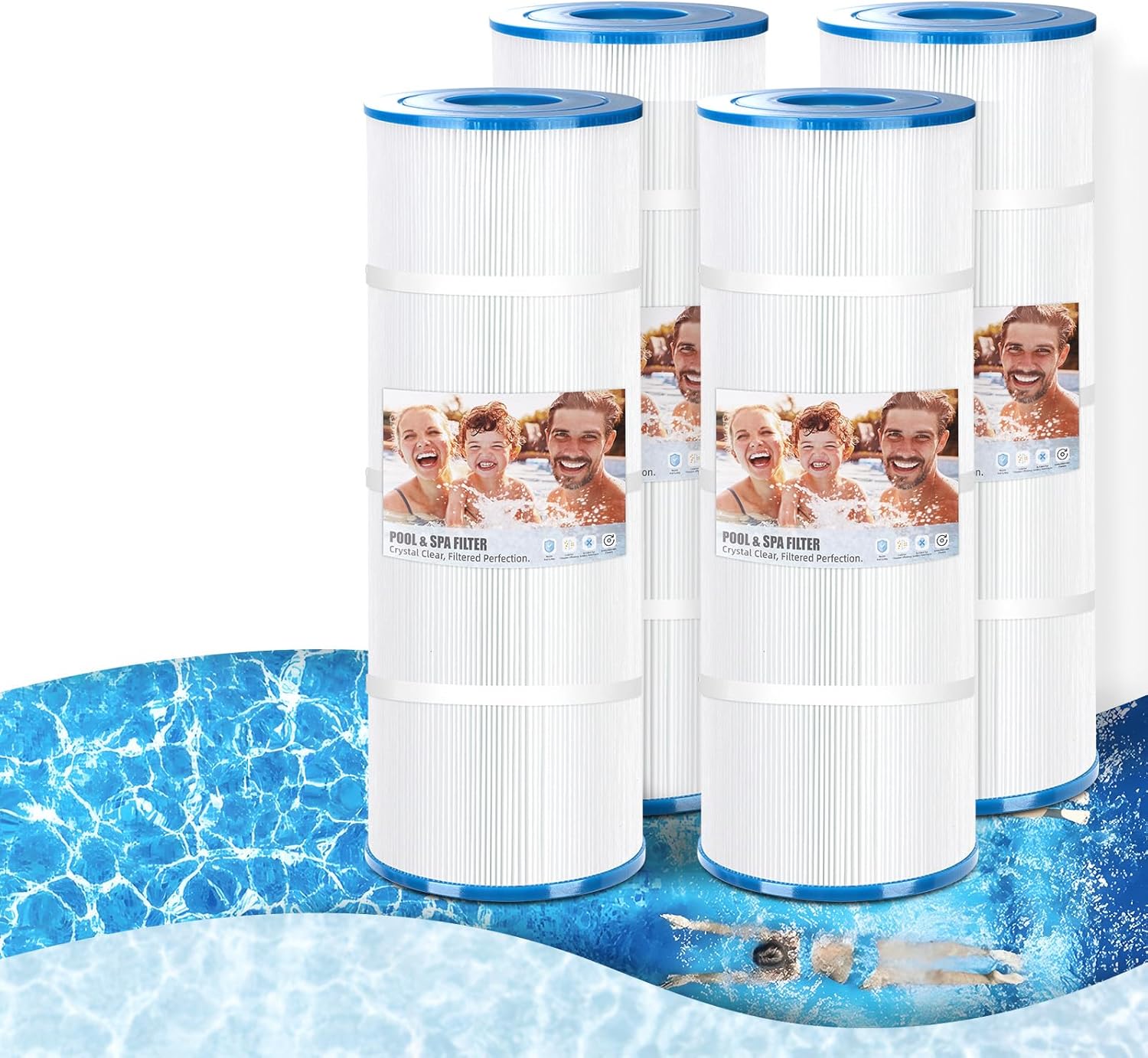 NSF50 Certified CCP320 Pool Filter Cartridge Replace for Unicel C-7470,Pleatco PCC80-PAK4,FC-1976,178580 Fits Clean & Clear Plus 320, Waterway Crystal Water 325-4 Pack (80 Sq.ft)