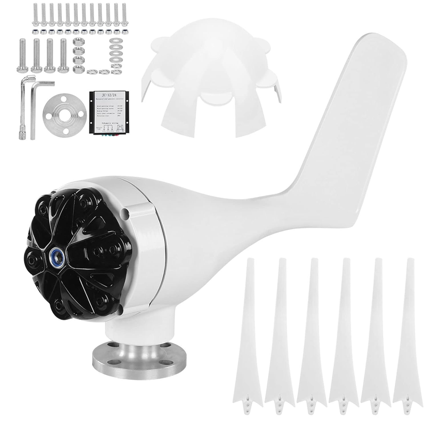 Small Wind Generator, Small Wind Turbines Kit Generator 6 Blades Power Supply for Mobile Room Boats Cabin, Solar and Wind Power Parts and Accessories (12V)