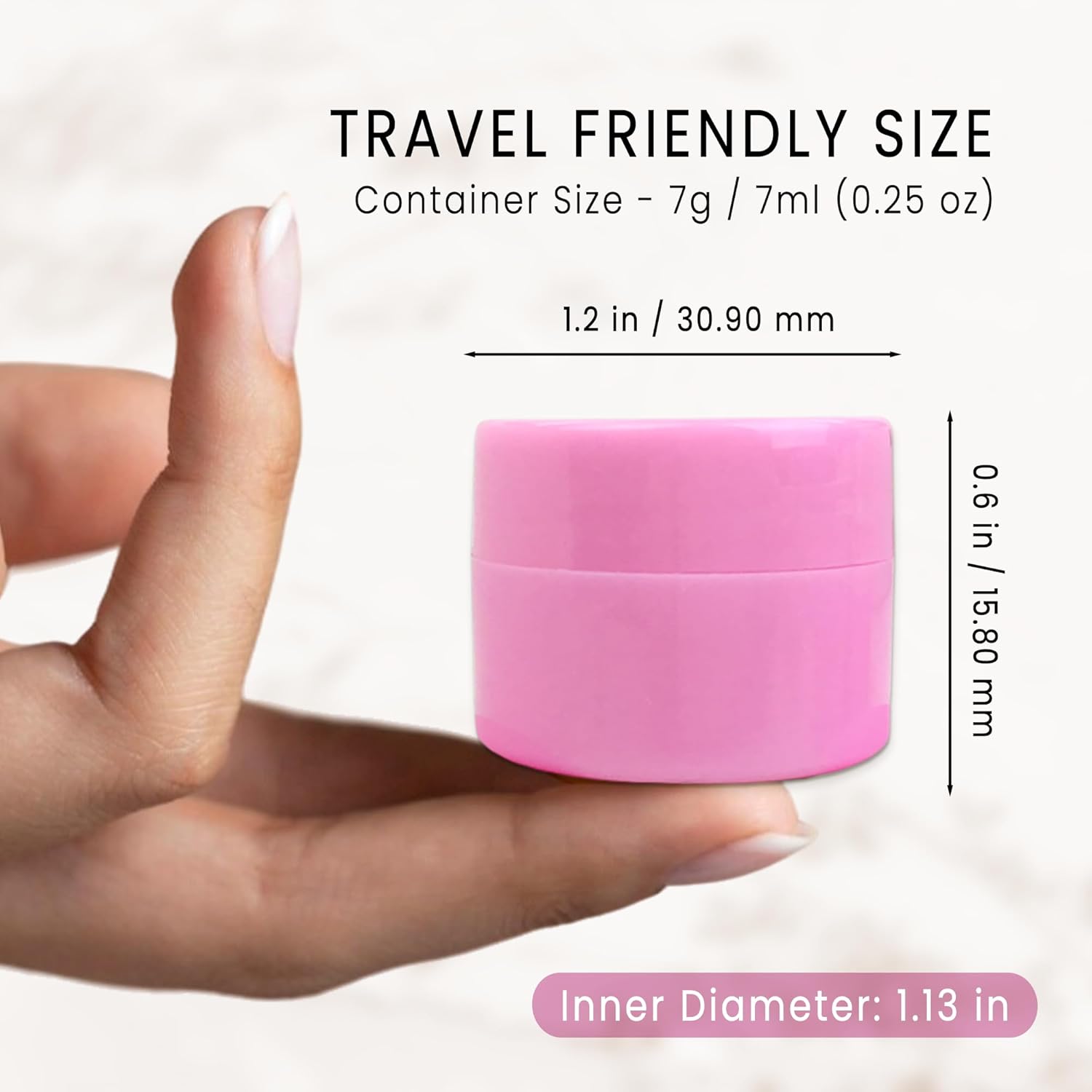 Beauticom® 300 Pieces 7G/7ML (0.25oz) PINK Sturdy Thick Double Wall Plastic Container Jar with Foam Lined Lid for Acrylic Powder, Rhinestones, Charms and Other Nail Accessories - BPA Free