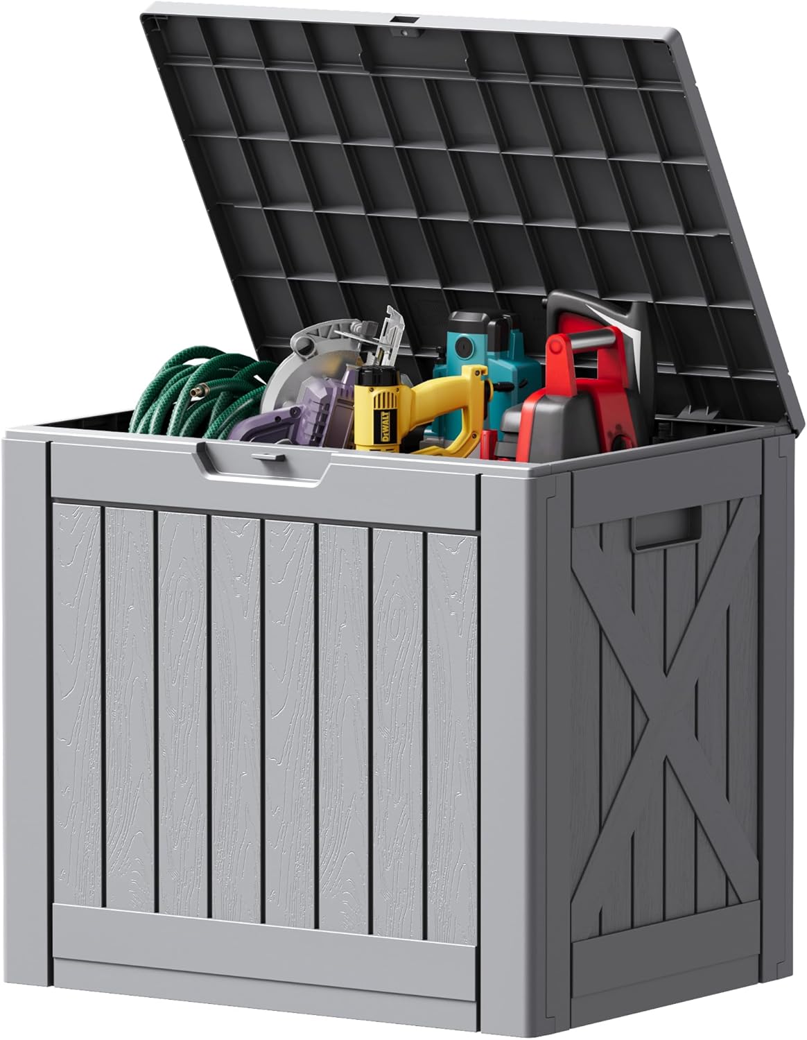 Devoko 40 Gallon Deck Box Outdoor Storage Box Waterproof for Patio, Large Outdoor Storage Bench Lockable for Outside (Gray, 40 Gallon)
