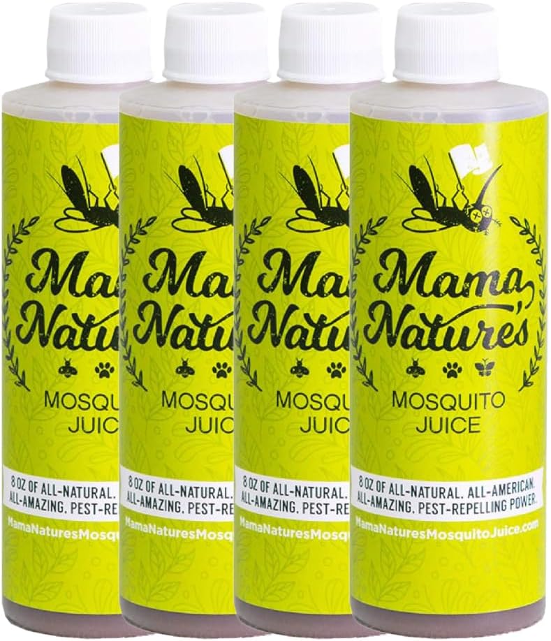 Mama Nature's Mosquito Juice - All Natural, Non-Toxic Mosquito & Tick Spray for Yard - DEET-Free Organic Outdoor Repellent for Lawn, Patio, Garden & Backyard - Safe for Kids, Pets & Plants | 4-Pack
