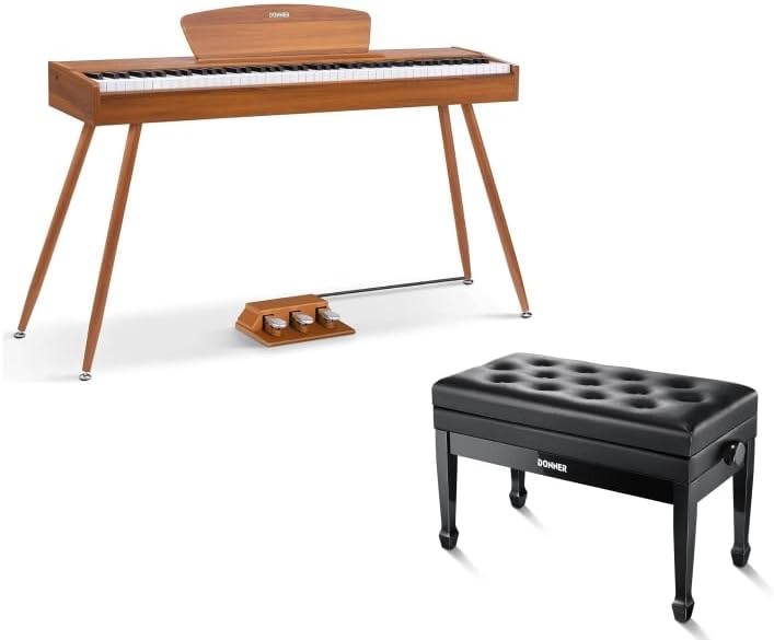 Donner DDP-80 Digital Piano 88 Key Weighted Keyboard+Donner Adjustable Duet Piano Bench with Storage