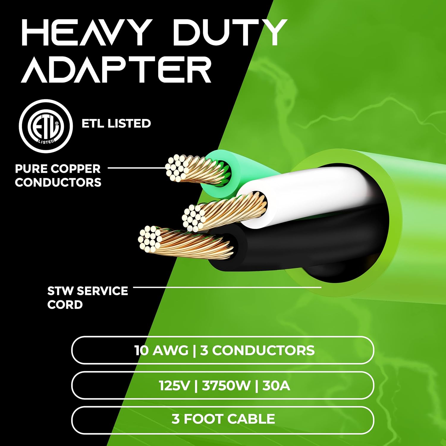 GearIT 50A Generator Extension Cord (10ft) Inline NEMA 14-50P to SS2-50R Twist Lock Connector and 50A to 30A Y Splitter