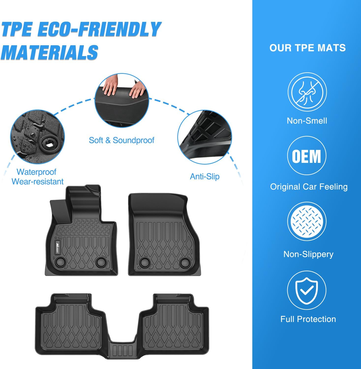 Nilight Floor Mats for 2025 2026 Mini Countryman (Not for SE/Electric Models) All Weather Custom Fit Heavy Duty Floor Liners