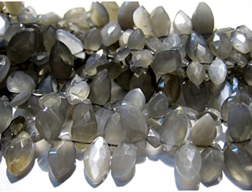 13 inch natural beads strand of 9x5mm faceted marquise gray moonstone gemstone beads for DIY jewelry - necklace, bracelet, earring, ring.