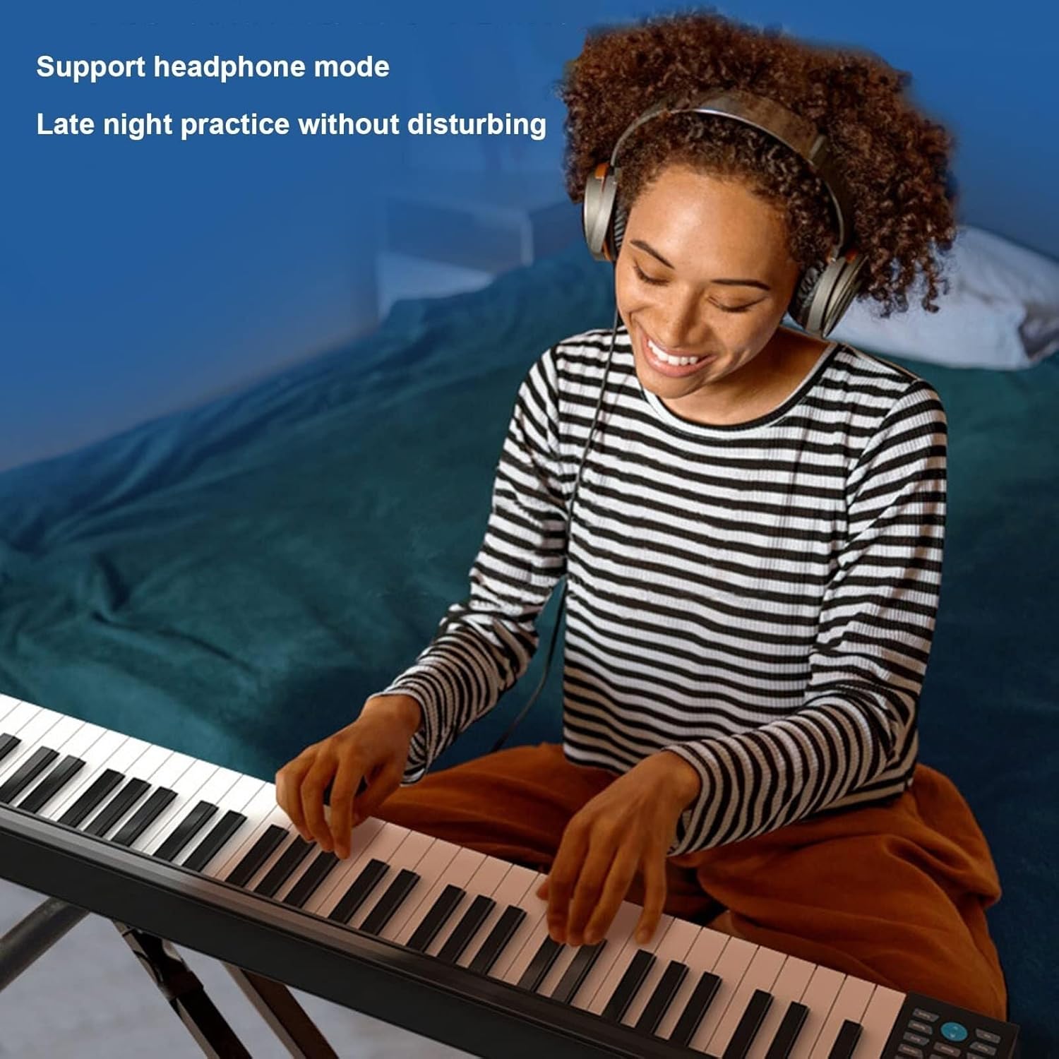 88-Key Digital Keyboard Piano, Semi-Weighted Keys, Built-in Speaker, Rechargeable Battery, Bluetooth & MIDI Connection for Beginners