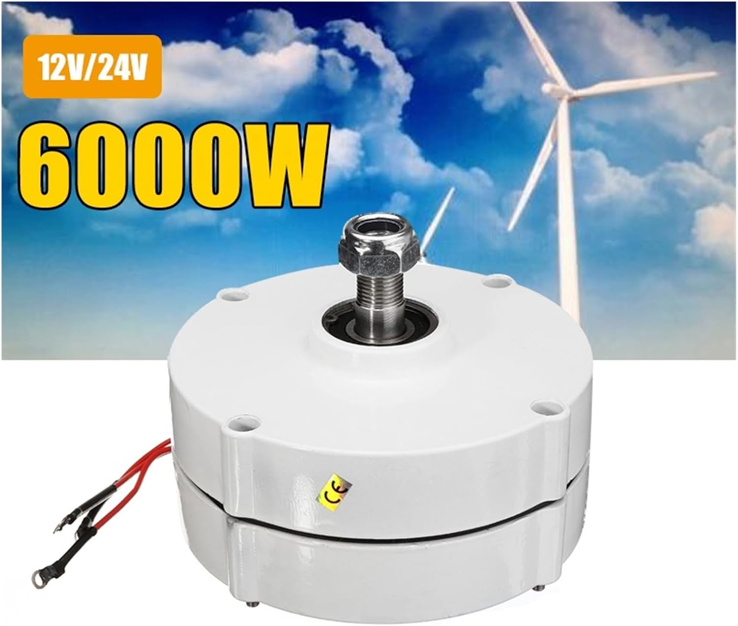 6000W 12V 24V DIY 3 Phase Brushless Electric Wind Power Turbine Generator Permanent Magnet Generator tor Motor Low Starting Speed for Home(24V)