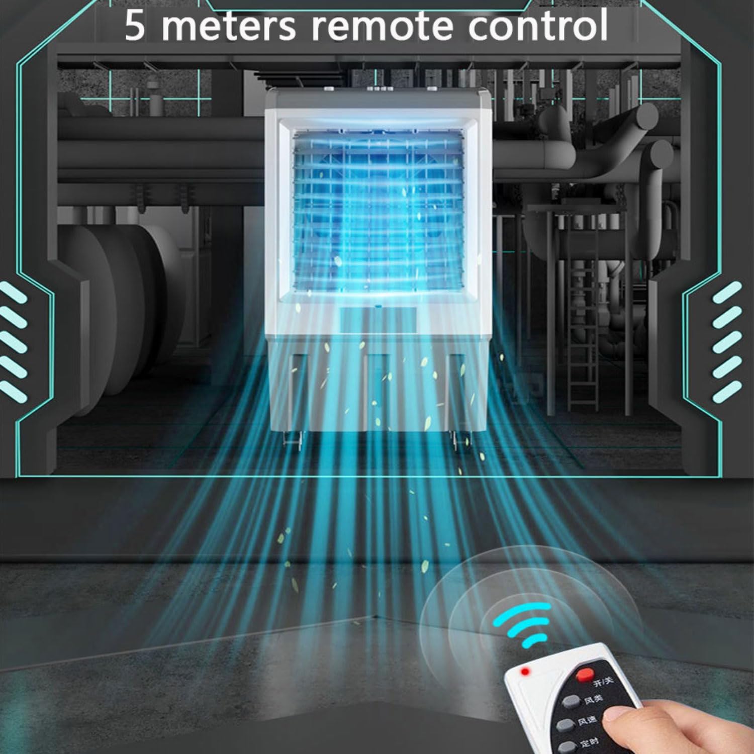 Portable Air Conditioner Cooling Fan with 1-12H Timer 3 Mode 8M/S Wind w/4 Ice Box Cooling AC Unit No Hose Needed Air Cooler with Large Water Tank for Home Bedroom Office