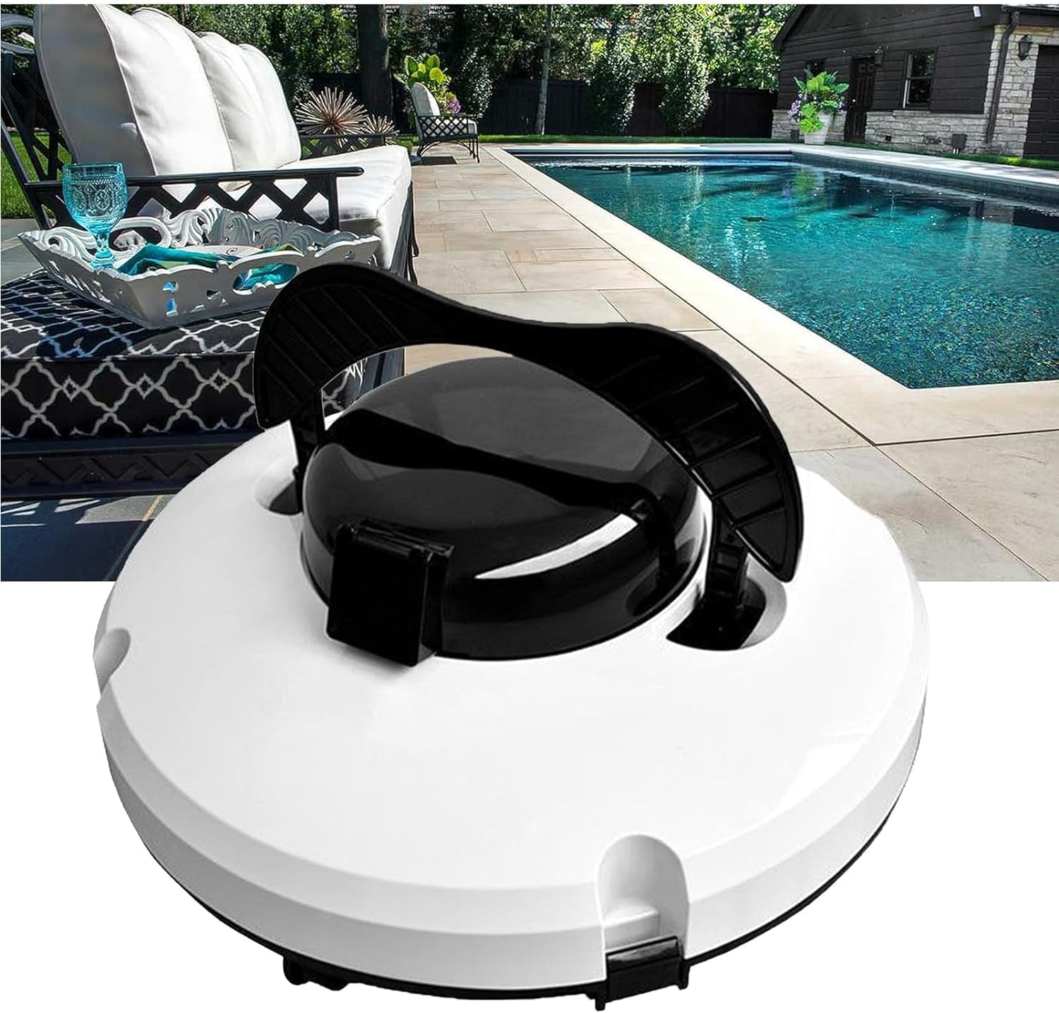 Cordless Robotic Pool Cleaner, Smart Cordless Robotic Pool Cleaner Self Parking Swimming Pool Cleaning Robot Brushed Motor Strong Suction Vacuum Lasts 120 Mins