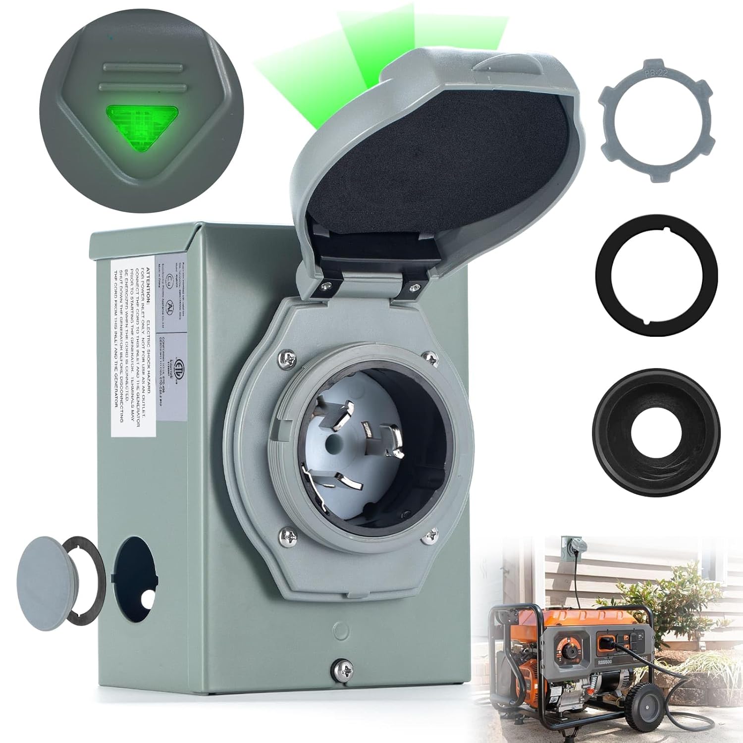 BOYISEN Pre-Drilling 50 Amp Generator Inlet Box and 5th Wheel King Pin Lock Keyed Alike