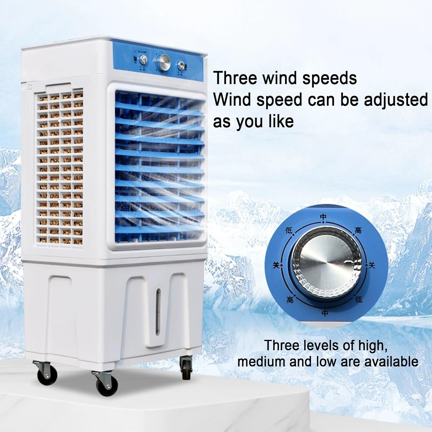 Portable Air Conditioners, Swamp Cooling Fan, 2 Modes, 3 Speeds, Fans That Blow Cold Air for Room, Bedroom, Indoor, Office(Medium)