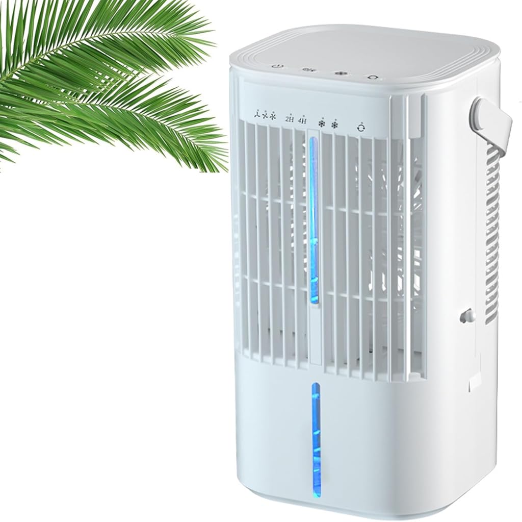 Portable Air Conditioner, Air Cooler Evaporative, Air Cooling Fan & Humidifier, 3 Speeds Mode 7 Colors LED Quiet Mini Air Conditioner Fan for Home Office(White)