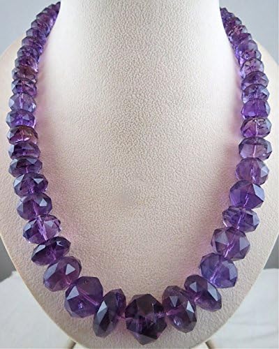 natural amethyst facetted cut rondelle beads necklace 24 inches 25 mm to 10 mm