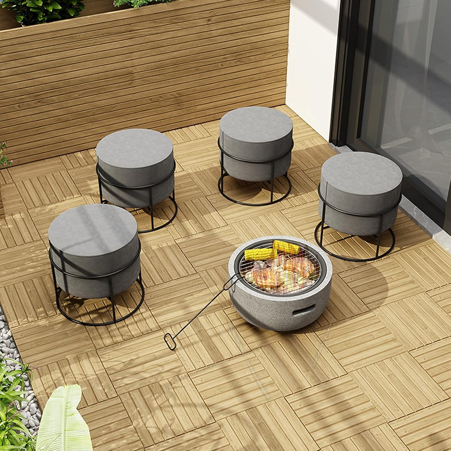 Fire Pit Outdoor fire Pit, Oyster Grill Set, Balcony Villa Courtyard Grill Set