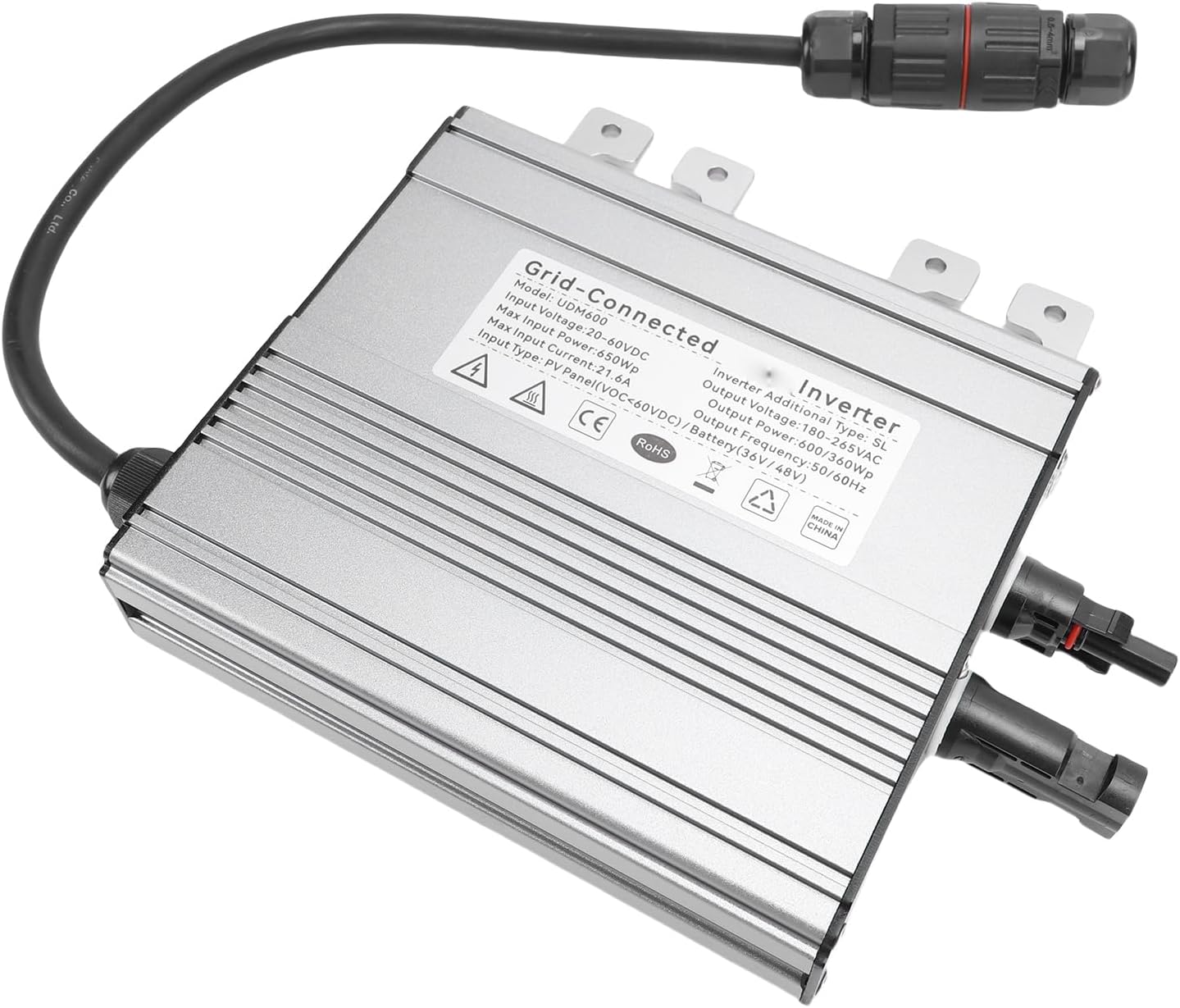 Solar Grid Tie Inverter, MPPT Smart PV System Aluminum Alloy Photovoltaic Grid Connected Inverter