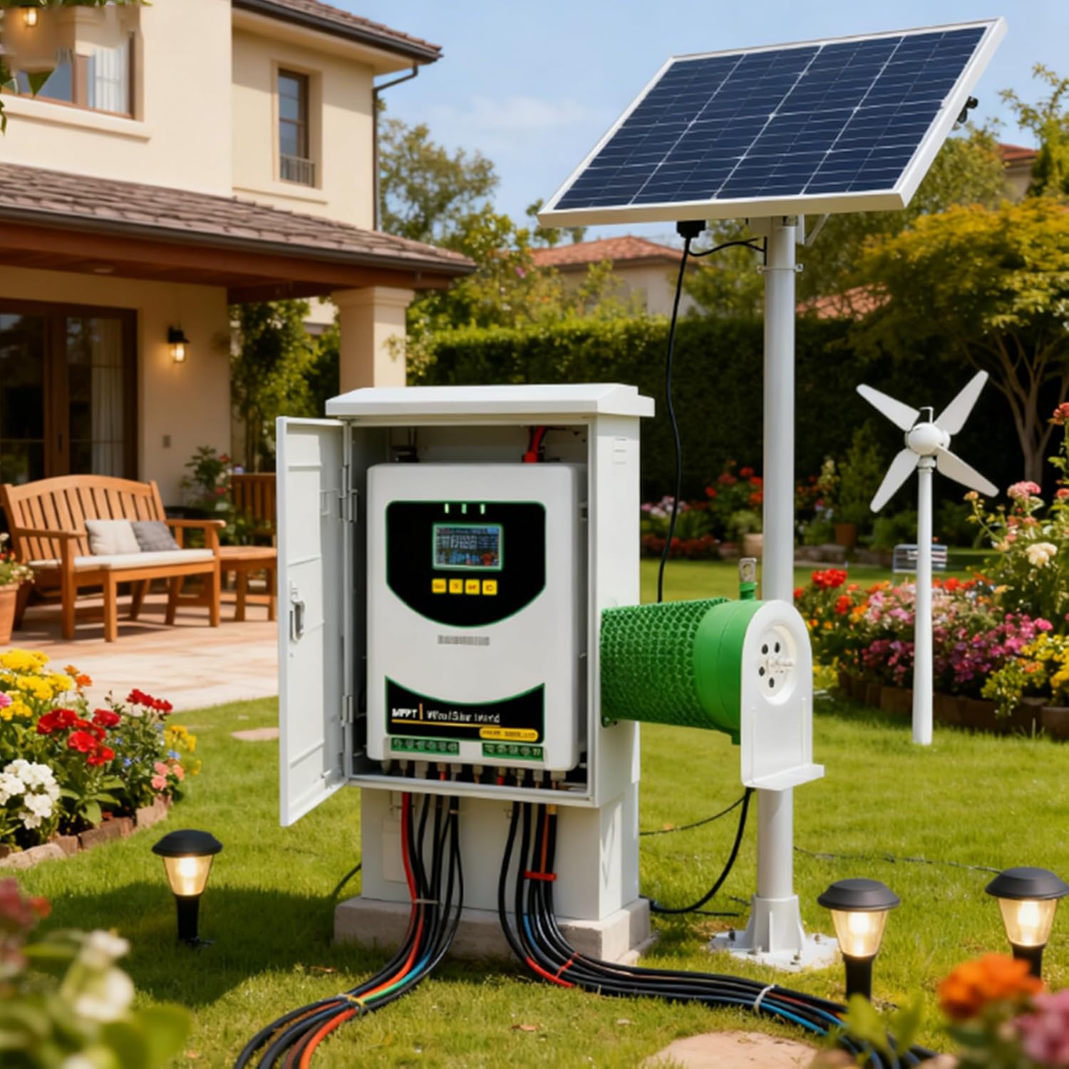 Home Hybrid Charge Controller 6000W Wind 4000W PV Solar, Automatic 12V 24V 48V Hybrid Wind/Solar Controller with Dump Load,48V