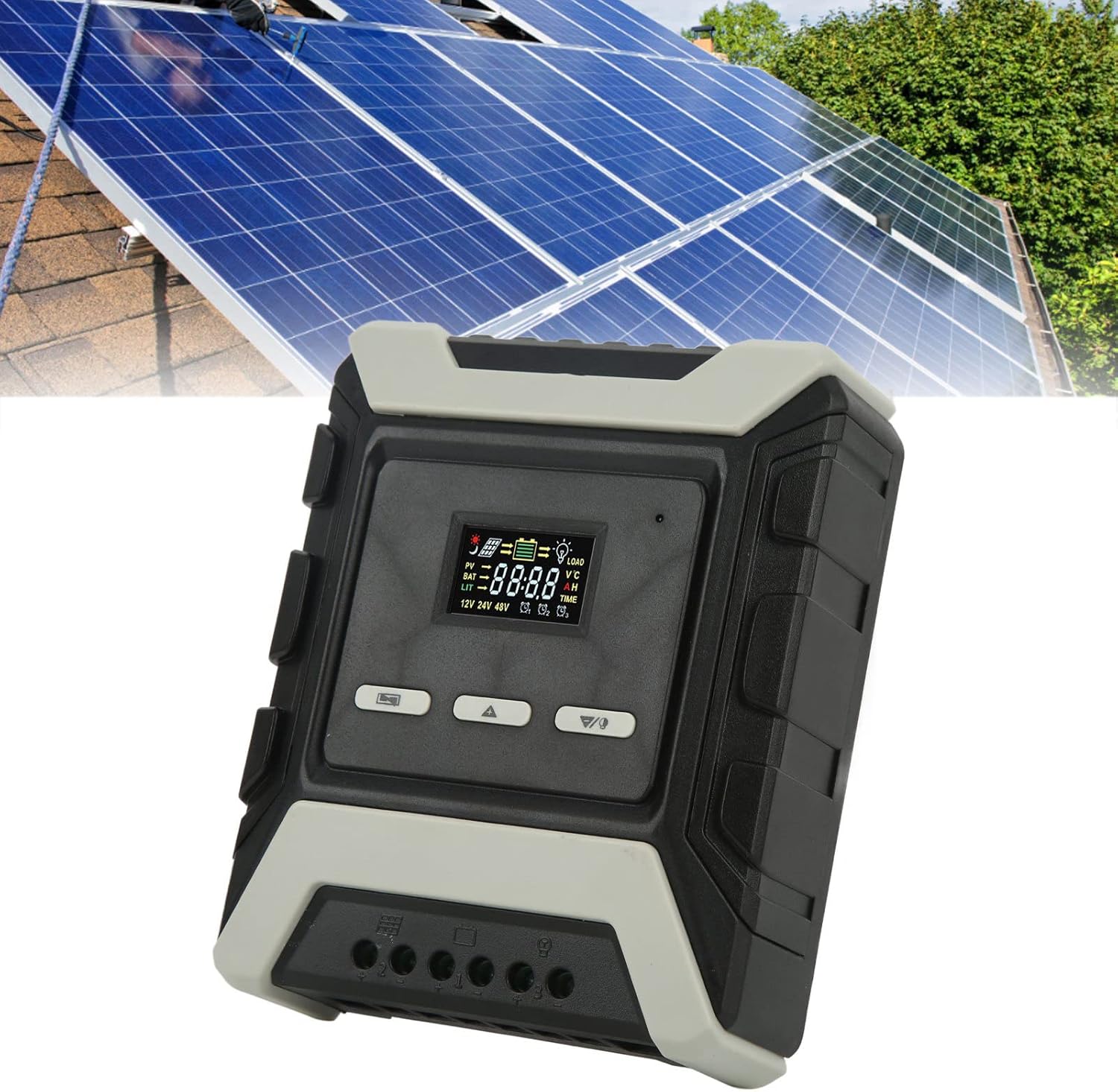 MPPT Solar Charge Controller 12V 24V 48V, Solar Panel Regulator with LCD Color Display, High Efficiency PV Solar Controller for Lithium Ternary Iron Batteries, Automatic (mppt-40A)