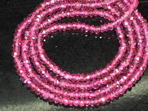very nice garnet pink shed like rhodolite micro feceted rondells beads size 3-3.5 mm 14 inches