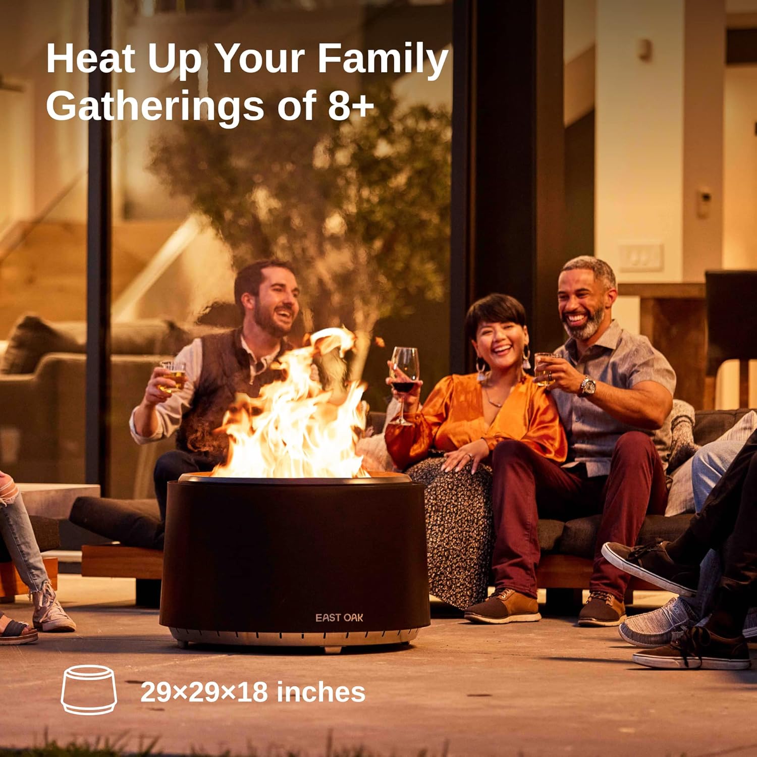 EAST OAK 29'' Stainless Steel Fire Pit and Lid Set for Backyard and Patio