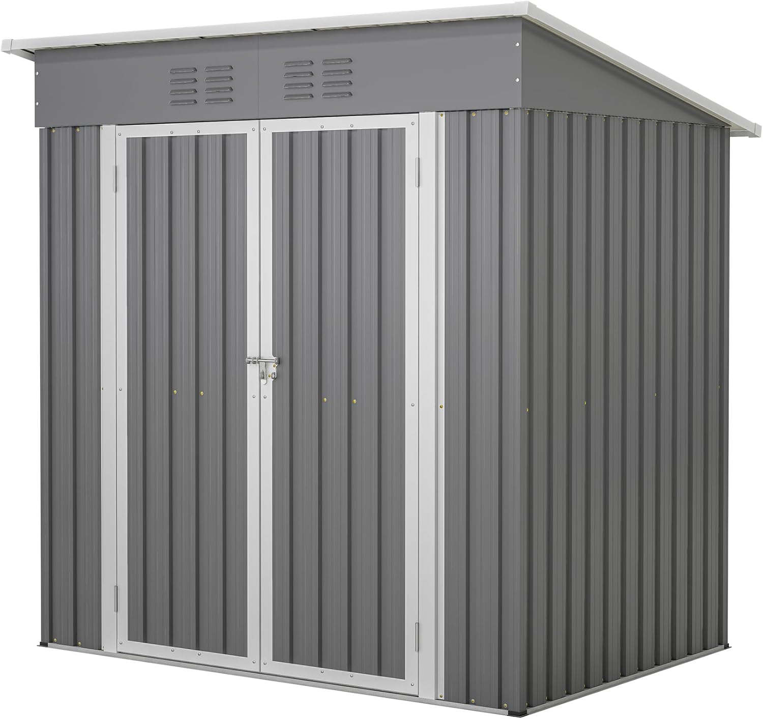 Metal Outdoor Storage Shed 6 x 4 FT Metal Shed with Lockable Door,Waterproof Garden Tool Shed Storage House for Backyard Patio Lawn (Grey)
