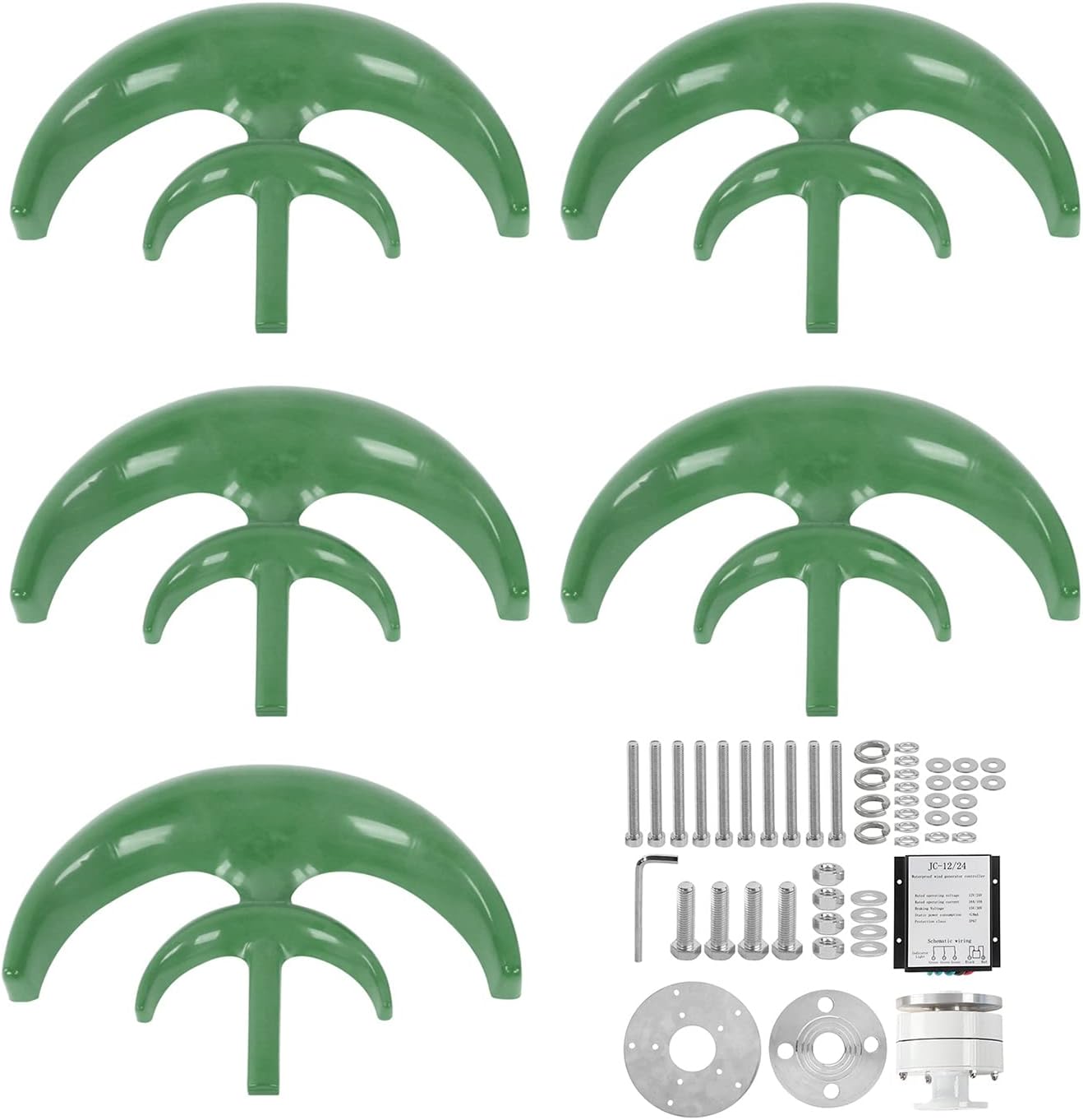 5 Blade No Noise Vertical Wind Turbines, 10000W Vertical Home Windmill Energy Turbines with MPPT Charge Controller (12V 24 V 48 V)