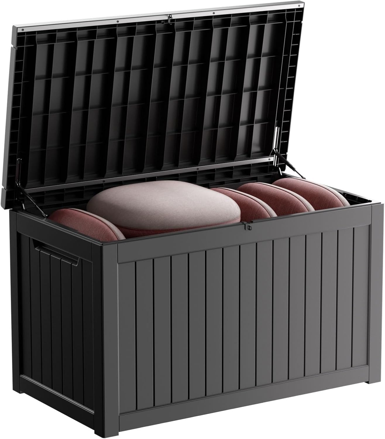 230 Gallon Resin Deck Box, Lockable Waterproof Ourdoor Storage Container for Pool Accessories, Patio Furniture, Cushions, Toys and Garden Tools, Black