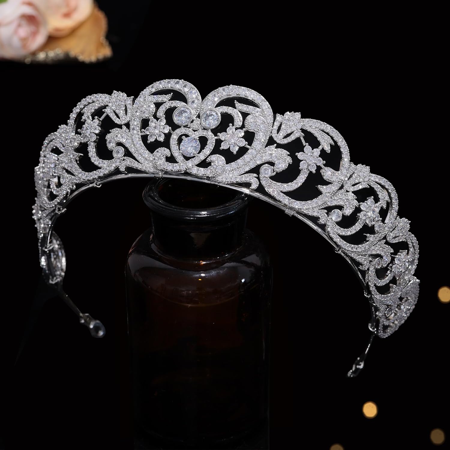 Aoligrace CZ Princess Diana Wedding Crowns for Bridal Spencer Replica Tiaras for Women Cubic Zirconia Prom Headpiece Sweet 16 Hair Accessories