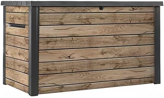 230-Gallon XXL Deck Storage Box Outdoor Patio Container (Ash Wood Brown)