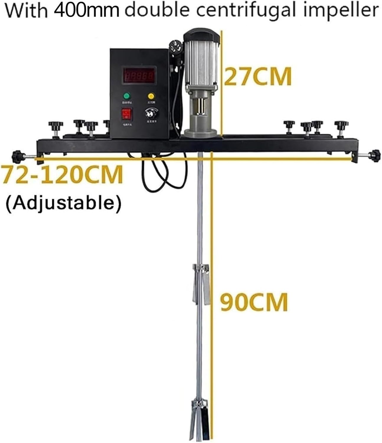 Electric IBC Bucket Mixer, Electric Tank Mixer Machine, 980W 0-3000 Free Speed Adjustment, Motor Noise is As Low As 45 Decibels, for Ink Dissolver Agitator,Packageb(Packageb)