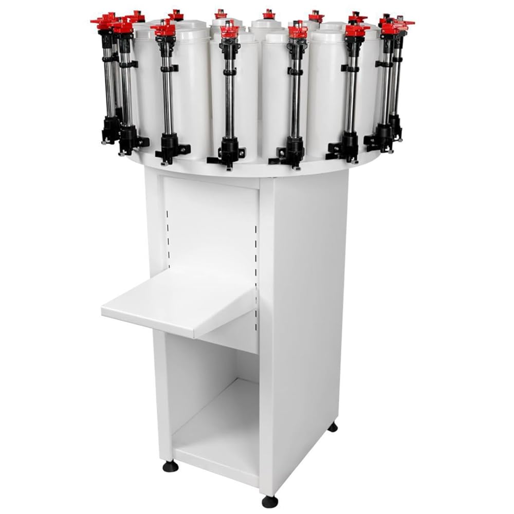 14-Station Paint Colorant Dispenser 2.3L Capacity Tinting Machine 110V Water Oil Color Paste Toning Machine Paint Color Tinting Mixer with Double Pump & Double Gauge & Adjustable Platform