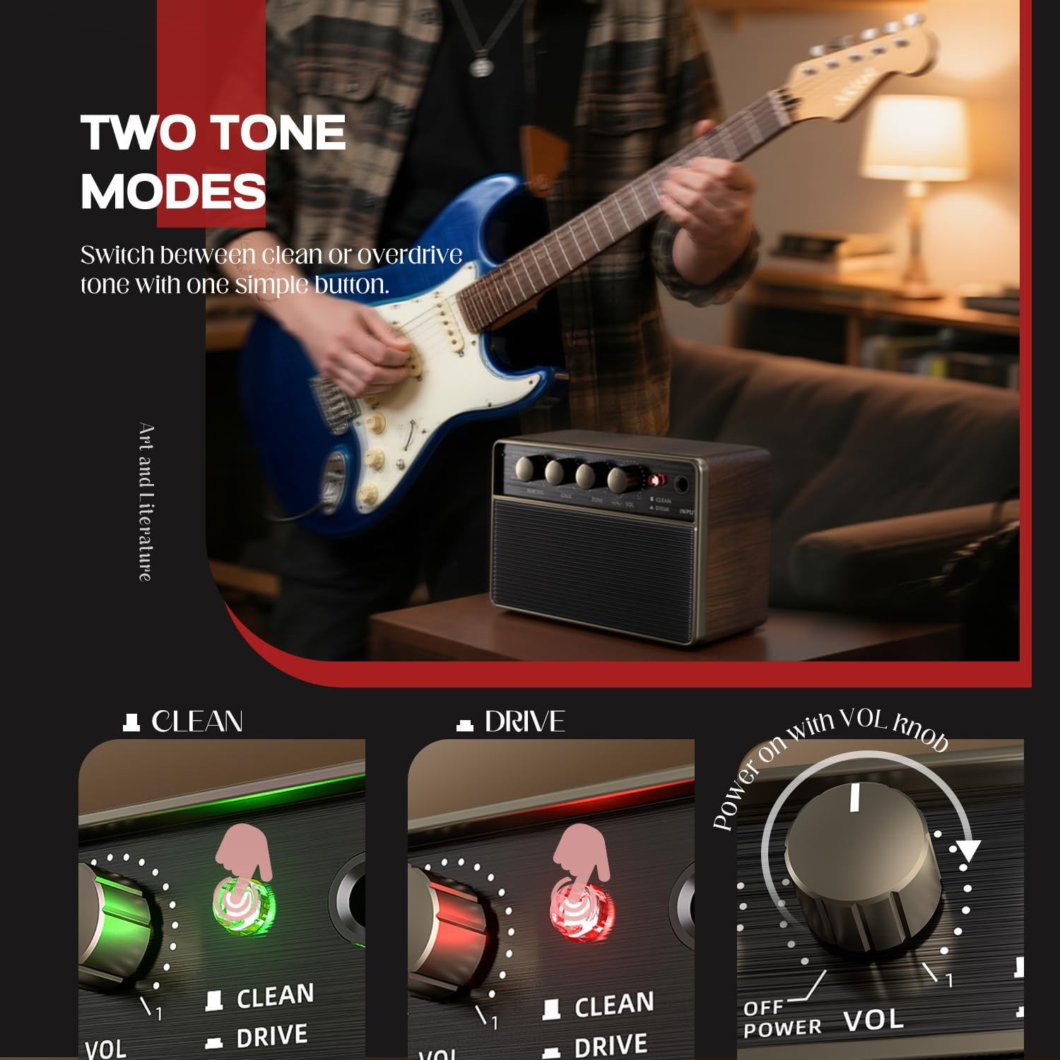 AKLOT Guitar Amp Portable Rechargeable with AKLOT Wireless Guitar System Transmitter Receiver