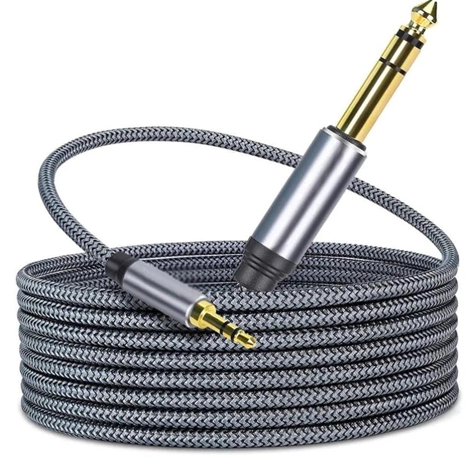 Pro Audio Cable 1/8 to 6.35mm 1/4 TRS Line Gold Plated 6.5 to 3.5 Adapter Aux Cable for Headset Guitar Amplifier Speaker Mixer(5m)